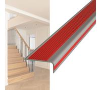 Nez de Marche Escalier Antidérapant for Intérieures Extérieures, 100 cm Auto-adhésif Profilé de Bords d'Escaliers en Caoutchouc PVC for Bois Vinyle Carrelage(Rouge,5x2.5cm)