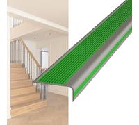 Nez de Marche Escalier Antidérapant for Intérieures Extérieures, 100 cm Auto-adhésif Profilé de Bords d'Escaliers en Caoutchouc PVC for Bois Vinyle Carrelage(Green,7x2.8cm)