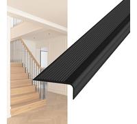 Nez de Marche Escalier Antidérapant for Intérieures Extérieures, 100 cm Auto-adhésif Profilé de Bords d'Escaliers en Caoutchouc PVC for Bois Vinyle Carrelage(Black,5x2.5cm)