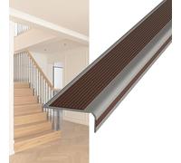 Nez de Marche Escalier Antidérapant for Intérieures Extérieures, 100 cm Auto-adhésif Profilé de Bords d'Escaliers en Caoutchouc PVC for Bois Vinyle Carrelage(Brown,5x2.5cm)
