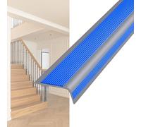 Nez de Marche Escalier Antidérapant for Intérieures Extérieures, 100 cm Auto-adhésif Profilé de Bords d'Escaliers en Caoutchouc PVC for Bois Vinyle Carrelage(Bleu,5x2.5cm)
