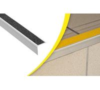 Nez de marche extérieur simple alu/PVC 39x23mm antidérapant noir 30x3000mm - 810336N