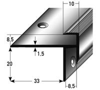 PROVISTON | Nez de marche sol stratifié | Alu anodisé | 10 x 8,5 x 1000 mm | Bronze foncé | Nez de marche à visser | Profilé à emboîter | 1 pièce