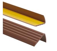Nez de marche profil d’angle PVC autoadhésif 41x25mm antidérapant, d'escalier-protection, bande de bordure (130cm, Brun)