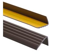 Nez de marche profil d’angle PVC autoadhésif 41x25mm antidérapant, d'escalier-protection, bande de bordure, 150cm, Brun Foncé