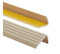 Nez de marche profil d’angle PVC autoadhésif 41x25mm antidérapant, d'escalier-protection, bande de bordure, 100cm, Beige