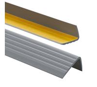 Nez de marche profil d’angle PVC autoadhésif 41x25mm antidérapant, d'escalier-protection, bande de bordure, 180cm, Argenté