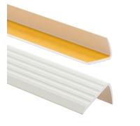 Nez de marche profil d’angle PVC autoadhésif 41x25mm antidérapant, d'escalier-protection, bande de bordure, 150cm, Blanc