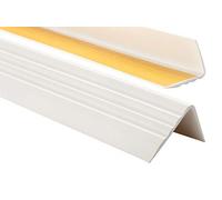 Nez de marche profil d’angle PVC autoadhésif 50x40mm antidérapant, d'escalier-protection, bande de bordure, 130cm, Blanc
