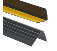Nez de marche profil d’angle PVC autoadhésif 50x40mm antidérapant, d'escalier-protection, bande de bordure, 110cm, Noir