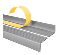 Nez de marche profilé d'escalier, PVC, adhésif et antidérapant, couleur argent, 40x25, 180cm, ND