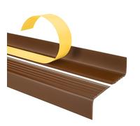 Nez de marche profilé d'escalier, PVC, adhésif et antidérapant, marron, 40x25, 150cm, ND