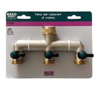 Nez de robinet laiton - RACO EXPERT - 3 voies larges - 20 x 27 mm