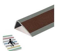 Nez d'escalier antidérapant avec bandes en caoutchouc autocollantes de 5 x 2,5 cm - Garniture d'angle imperméable pour intérieur et extérieur - Marches antidérapantes - Couleur café