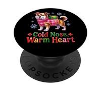 Nez Froid Chaud cœur Chien thème Hiver PopSockets PopGrip Adhésif