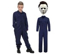 Nezababy Costume Michael Myers pour Enfant - Combinaison avec Masque Effrayant - 2 Pièces - Accessoires d'Horreur (Petit)
