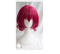NEZIH Anime Akatsuki No Yona Yona Jeu De Rôle Perruques Courtes Rose Rouge Bouclés Cheveux Résistants À La Chaleur Cosplay Costume Perruque, avec Bonnet De Perruque, Accessoires De Décoration