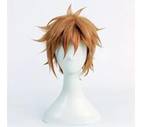 NEZIH Anime Bungo Stray Dogs Tanizaki Jun-Ichiro Cosplay Perruques Résistante À La Chaleur Perruque Hair Halloween Party Cosplay Perruque, Perruque Marron Orangé, avec Bonnet De Perruque