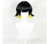 NEZIH Anime Coser Wig Blue Lock Bachira Meguru Cosplay Perruques De Cosplay Perruque Modulable Noire Et Jaune avec Bouchon De Cheveux Perruque, Décoration d'halloween