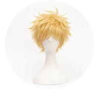 NEZIH Anime Haikyuu!! Kei Tsukishima Cosplay Perruque, Cheveux Blonds Courts, Synthétique Cosplay Perruque Cosplay Wig + Perruque Cap Synthétique Halloween Party Prop, Cadeau Décoratif