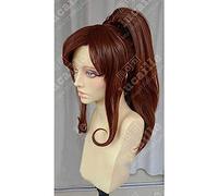 NEZIH Anime Sailor Moon Sailor Jupiter Kino Makoto Cheveux Courts en Queue De Cheval Marron Résistant À La Chaleur Cosplay Costume Perruque + Bonnet De Perruque + Perruque De Corde À Cheveux