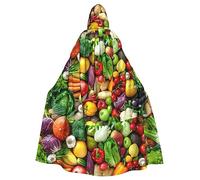 NEZIH Cape de carnaval pleine longueur avec capuche fruits et légumes frais, cape unisexe pour cosplay, pour adultes, 185 cm