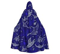 NEZIH Cape de carnaval pleine longueur avec capuche - Raie manta et poisson - Unisexe - Pour cosplay - Pour adultes - 185 cm