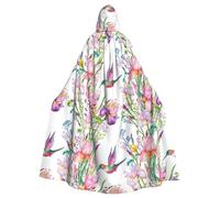 NEZIH Cape de jardin avec oiseaux et fleurs pleine longueur avec capuche, costume de cosplay unisexe pour adultes, 185 cm