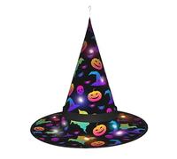NEZIH Chapeau de sorcière arc-en-ciel pour Halloween, fantôme, araignées, imprimé Anycosy Halloween Chapeau de sorcière Lumières Décorations, effrayant et étanche