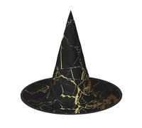 NEZIH Chapeau d'Halloween élégant avec texture marbrée dorée - Accessoire de costume pour adultes - Chapeau de sorcière conique pour femmes, enfants, filles, garçons