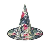 NEZIH Chapeau d'Halloween imprimé fleurs rouges pour adultes, chapeau de sorcière cône pour femmes, enfants, filles, garçons