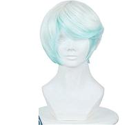 NEZIH Cosplay Wig Contes De Zestiria Le X Mikleo Perruque Cosplay Costume Court Blanc Et Bleu Ombre Perruque De Cheveux Synthétiques for Halloween Fête Carnaval, Cadeau Décoratif