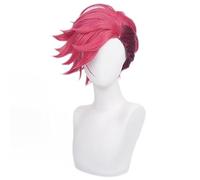 NEZIH Cosplay Wig Perruque pour Jeu Arcane VI - 30Cm Cheveux Synthétiques Court Rose Foncé - Résistant À La Chaleur - Pour Femme Et Homme - Jeu De Rôle - Avec Bonnet De Perruque, B