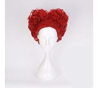 NEZIH Film Alice Au Pays des Merveilles La Reine Rouge Perruque Bouclée Costume De Cosplay Femmes Cheveux Synthétiques Courts Halloween Fête Jeu De Rôle Perruques, avec Bonnet De Perruque