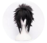 NEZIH Final Fantasy15 Noctis Lucis Caelum Synthétique Cheveux Synthétiques Cosplay Halloween + Perruque Gratuite Cap, Cheveux Courts Bouclés Noirs, Convient Pour La Fête D'halloween