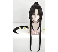 NEZIH Grand Maître De La Culture Démoniaque Wei Wuxian Style Cosplay Perruque De Cheveux 7 Ver COS, Convient pour La Fête d'halloween, avec Chapeau De Perruque, Accessoires De Décoration,A