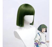NEZIH Haku NIGIHYAMI KOHAKUNUSHI PERMOINE Anime SPIME ELEVOYER COSCLAY Vert Foncé Synthétique Perruque Synthétique Wig, avec Bonnet De Perruque, Accessoires De Décoration