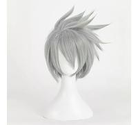 NEZIH Hatake Kakashi Perruque Cosplay Perruque Perruque Relevable Gris Argenté Très Haute Dessinée Jeu De Rôle Costume Perruques De Fête + Bonnet De Perruque Noir, Décoration d'halloween
