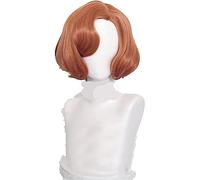NEZIH Le Gambit De La Reine Beth Harmon Harmon Cosplay Wig Brown 20S Femmes Femmes Retro Wavy Cheveux Perruque + Perruque Cap Shortstyle, Convient pour La Fête d'halloween,Short