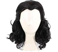 NEZIH Loki Cosplay Perruque Loki Noir Bouclés Résistant À La Chaleur Cheveux Synthétiques Comic Loptr Perruques De Jeu De Rôle + Bonnet De Perruque, Convient Pour La Fête D'halloween