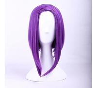 NEZIH New Teen Titans Raven Wig Cosplay Cheveux Courts Violets dans Le Dos Wig Halloween Play Costumes Perruques, avec Bonnet De Perruque, Accessoires Décoratifs, Cadeau pour Les Fans D'anime
