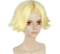 NEZIH Perruque Cosplay,Perruque De Cosplay Tokyo Revengers Seishu Inui,Short Blonde Perruque,avec Filet De Cheveux Gratuit,Halloween Costume Cosplay,pour Fête Carnaval Noël, Cadeau Animé