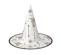 NEZIH Ribal Bull Crâne sur blanc Imprimé Halloween Chapeau Accessoire Adulte Costume de Fête Cône Chapeau de sorcière Femmes, Enfants, Filles, Garçons