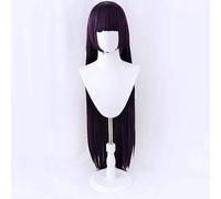 NEZIH Sailor Moon Sailor Mars Rei Hino 100 Cm Long Long Longue Purple Foncé Résistant À La Chaleur Synthétique Cosplay Costume Costume Wig + Perruque Cap, Accessoires Décoratifs