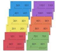 Nezyo 12 Blocs Numérotés de Paquet 1 à 1200 Ticket Vestiaire Feuillets Numérotés Doubles Ticket Tombola 10 cm x 5 cm pour Kermesse, Loterie, Fête, Événement, Exposition