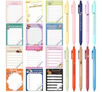 Nezyo 12 Sets Cadeaux de Remerciement Amusants 12 Pièces Notes Autocollantes de Motivation 12 Stylos Inspirants Drôles 1 Rouleau de Ruban pour Collègues Enseignants Bureau Cadeaux de Noël