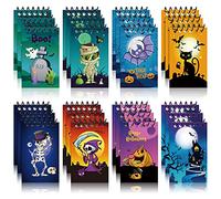 Nezyo 24 Pièces Mini Bloc-Notes à Spirale Halloween Carnet de Faveurs de Fête d'Halloween Cahier à Spirale Citrouille Remplisseur de Sac de Cadeaux Trick or Treat Prix d'Halloween pour Fête