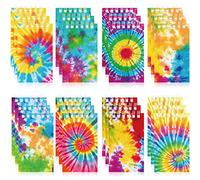 Nezyo 24 Pièces Mini Carnets Tie-Dye Petits Blocs-Notes de Fête d'Art Pastel Cahier de Poche à Spirale Tie-Dye Mini Bloc-Notes de Fête Hippie pour Enfants Enseignants Classe, 2,36 x 3,94 Pouces