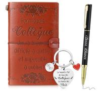 Nezyo 3 Pcs de Coffret Cadeau Collègue de Carnet Cadeau avec Collègue Stylo Collègue Porte Clef Cadeau Collègue Retraite Merci Cadeaux de Remerciement de Cadeau Noël Collègue de Travail Femmes Hommes