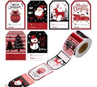 Nezyo 300 Pcs Étiquettes Autocollantes pour Cadeaux de Noël Étiquettes Autocollantes pour Noms de Noël Autocollants pour Cadeaux du Père Noël Cadeau Vintage Joyeux Noël Autocollant d'Emballage(Noir)